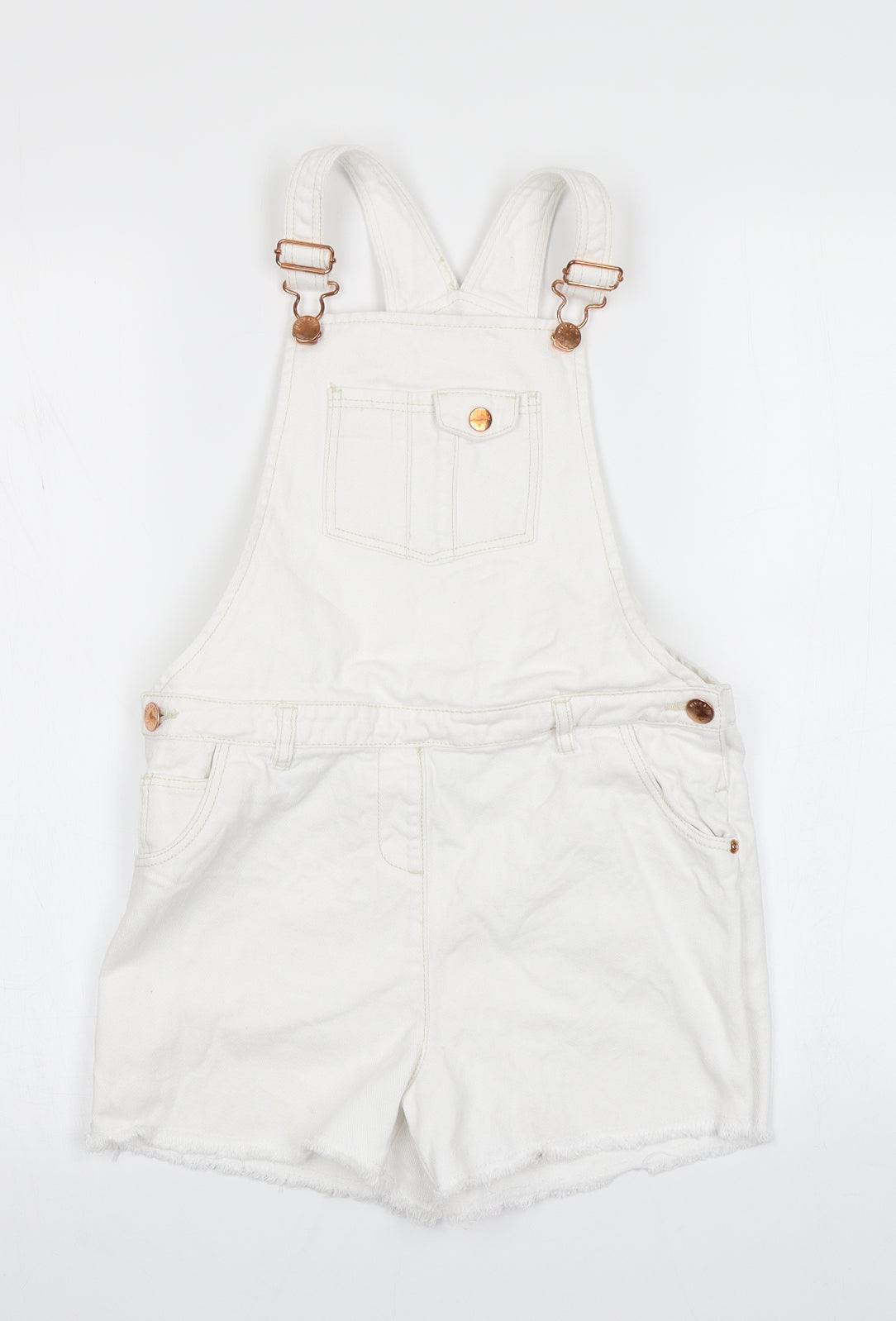 TU Girls White  Denim Dungaree One-Piece Size 11 Years