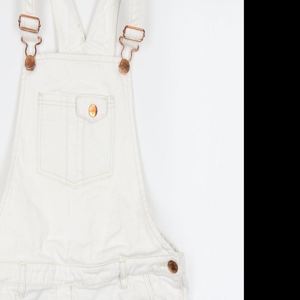 TU Girls White  Denim Dungaree One-Piece Size 11 Years