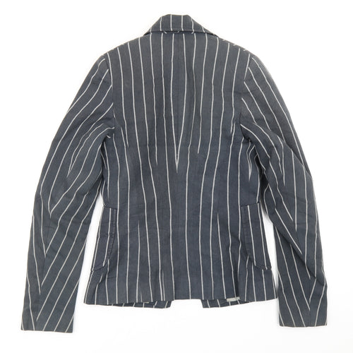 Miso Womens Blue Striped  Jacket Blazer Size 8