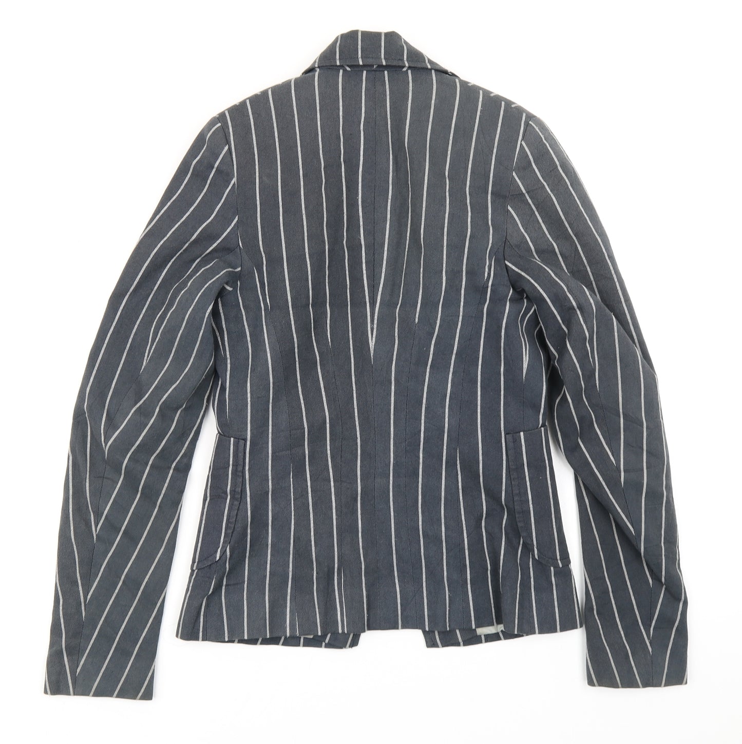 Miso Womens Blue Striped  Jacket Blazer Size 8