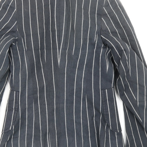 Miso Womens Blue Striped  Jacket Blazer Size 8