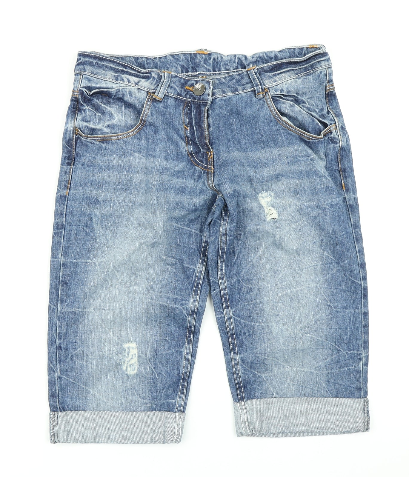 Falmer Womens Blue  Denim Cargo Shorts Size 10