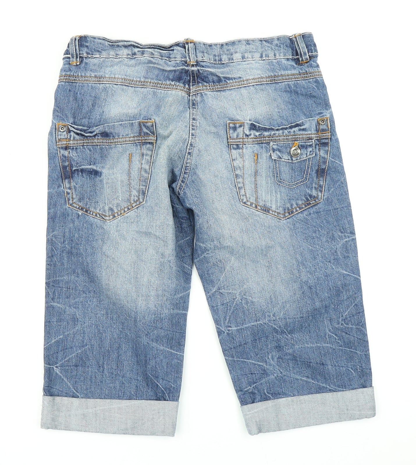 Falmer Womens Blue  Denim Cargo Shorts Size 10