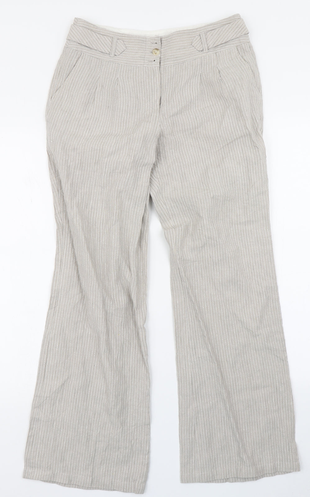NEXT Womens Beige Striped  Trousers  Size 10 L28 in