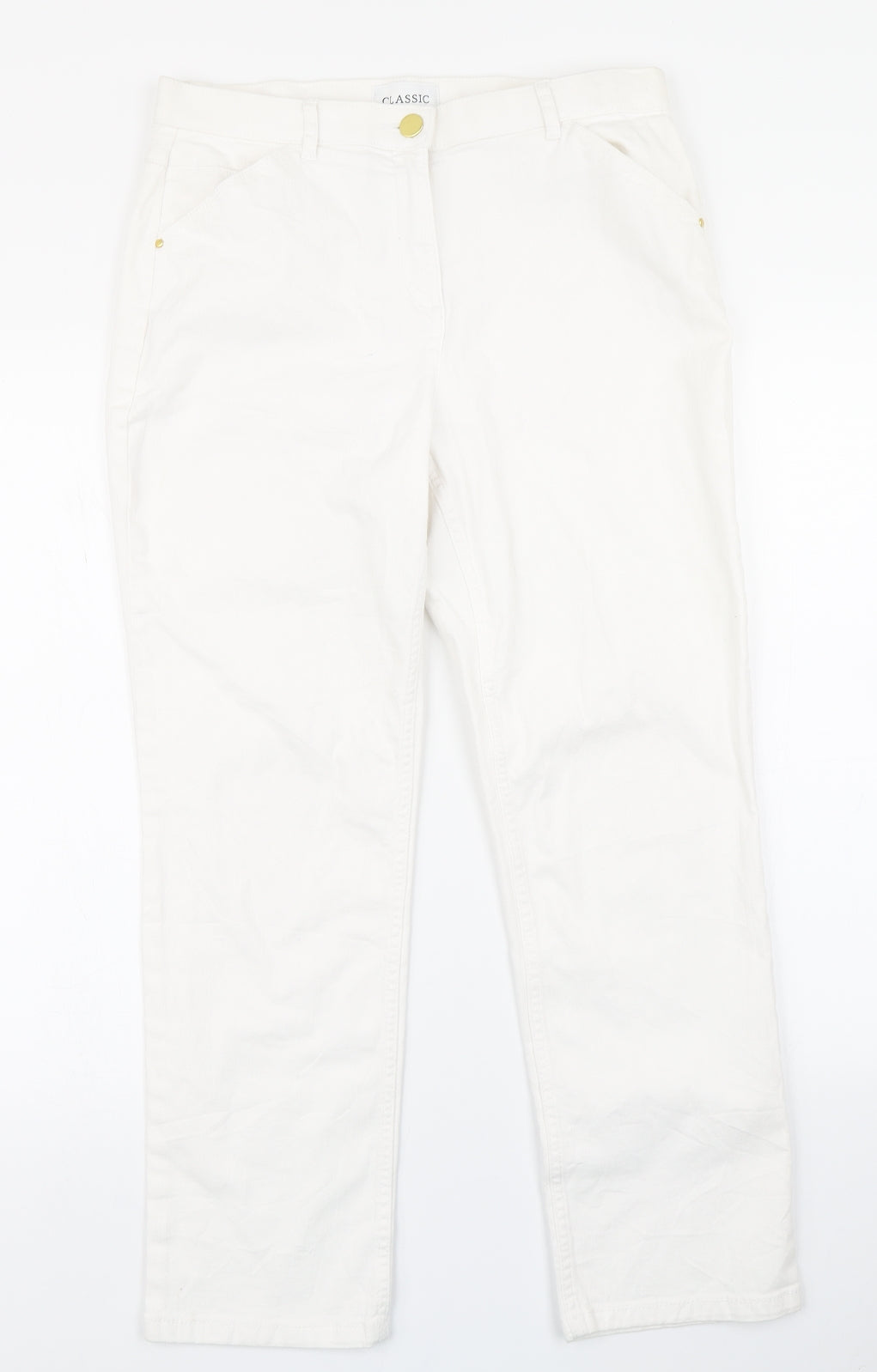 Classic Womens White  Denim Straight Jeans Size 12 L24 in