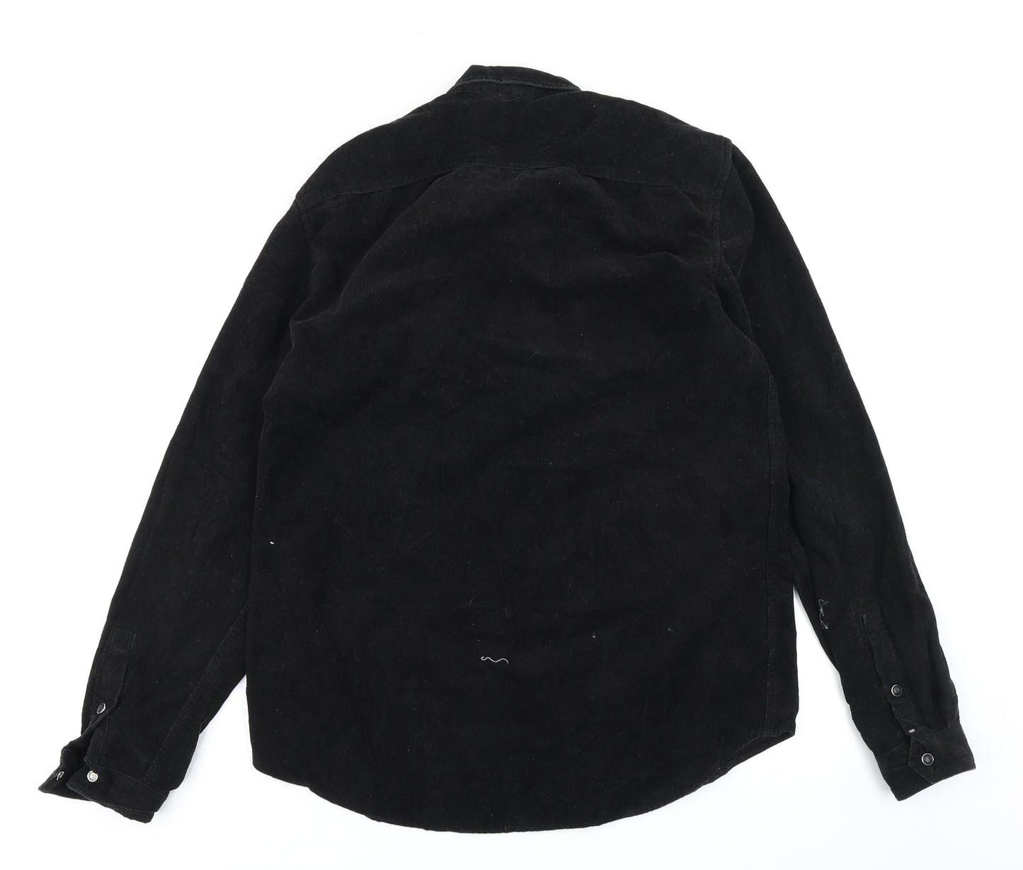 River Island Mens Black  Corduroy  Button-Up Size M