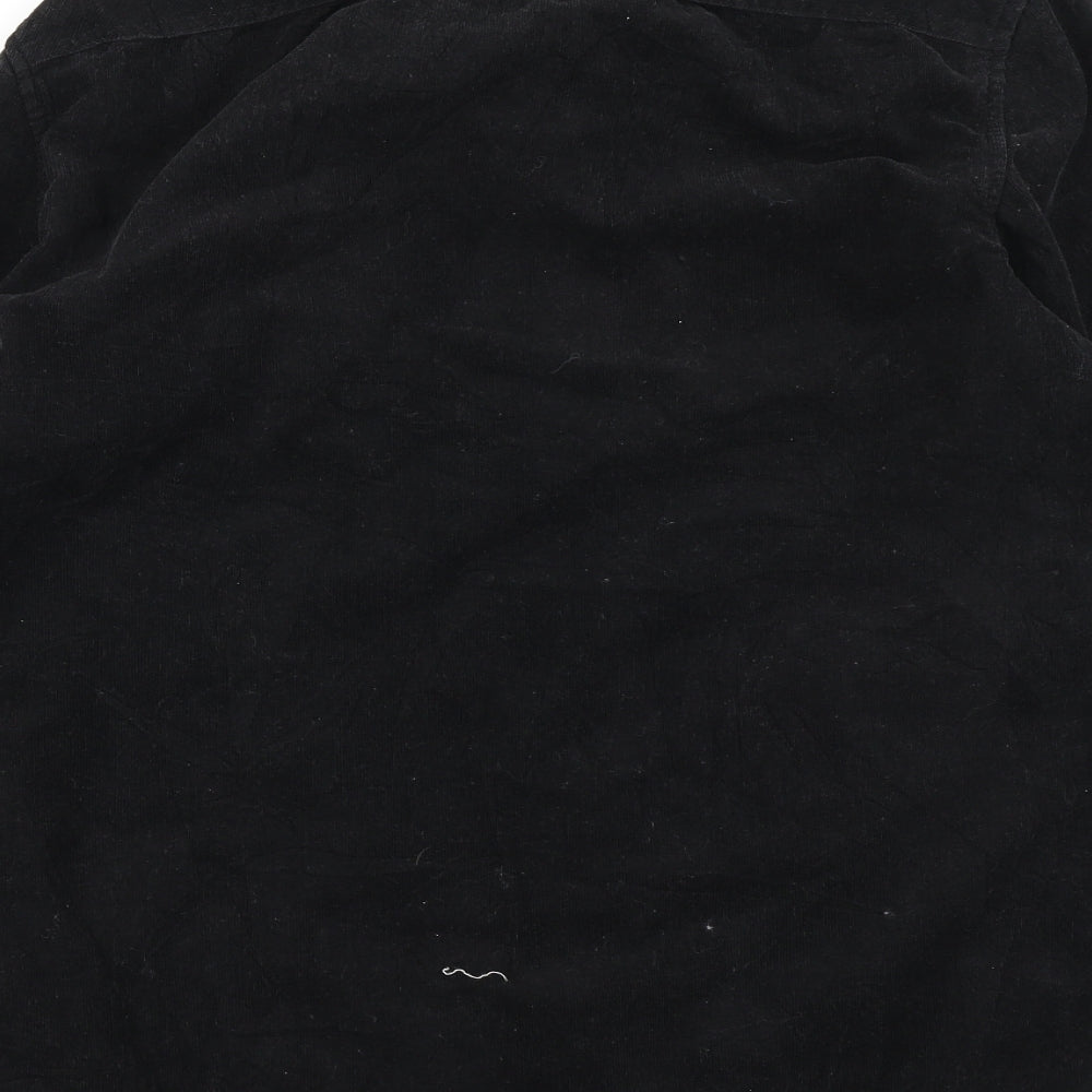 River Island Mens Black  Corduroy  Button-Up Size M