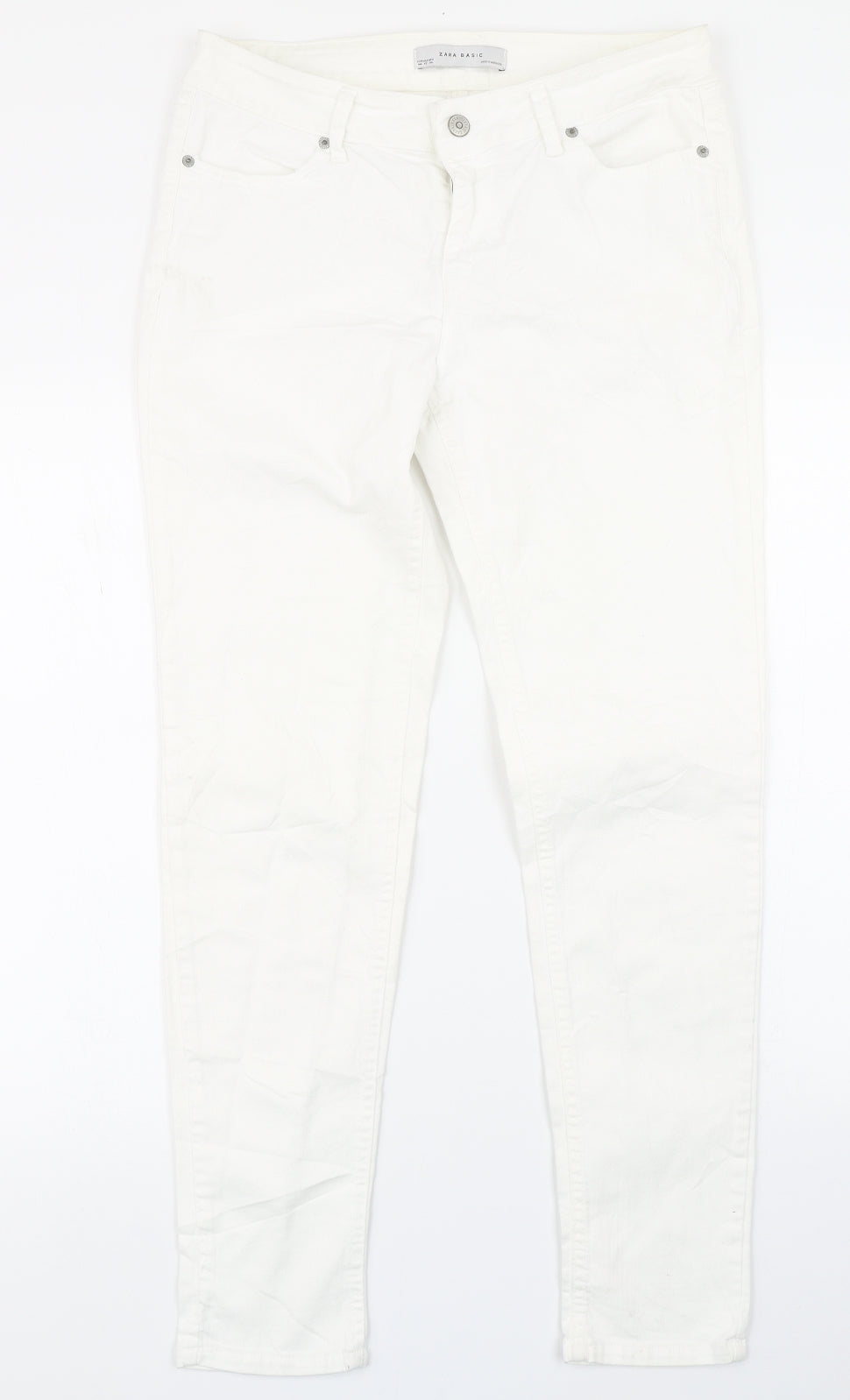 Zara Womens White  Denim Skinny Jeans Size 14 L29 in