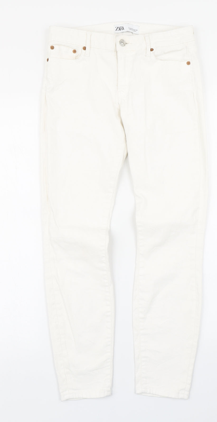 Zara Womens White  Denim Skinny Jeans Size 8 L25 in