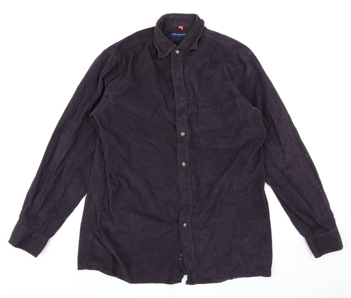 Tom Hagan Mens Blue Corduroy Button-Up Size M