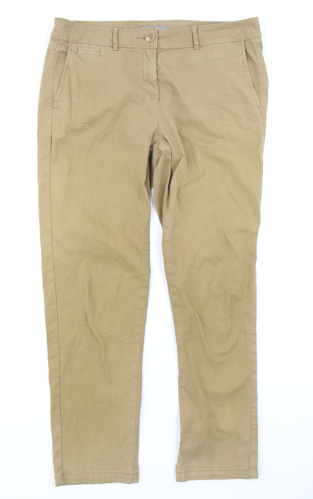 M&S Womens Brown   Chino Trousers Size 14 L26 in