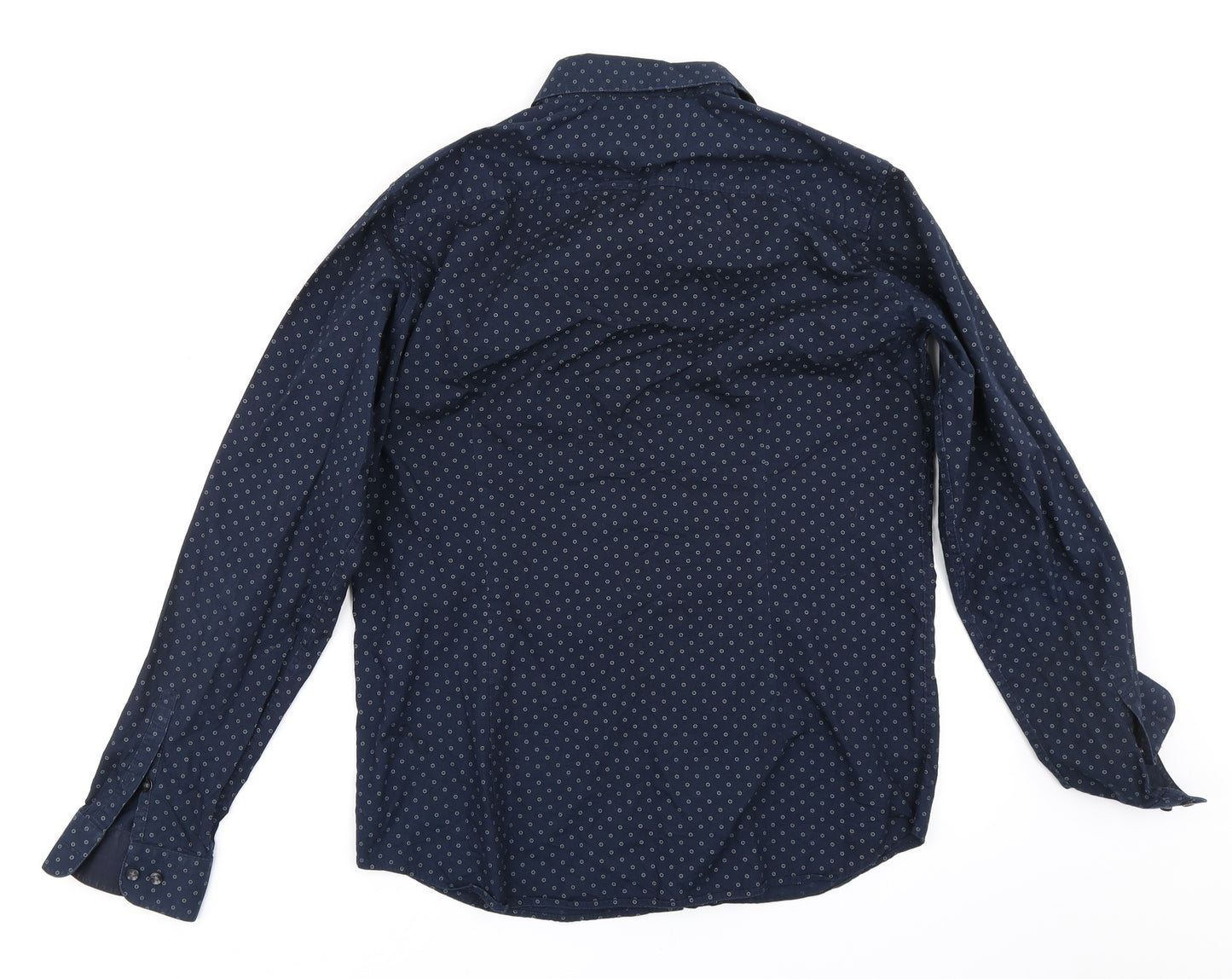 JACK & JONES Mens Blue Polka Dot   Button-Up Size M