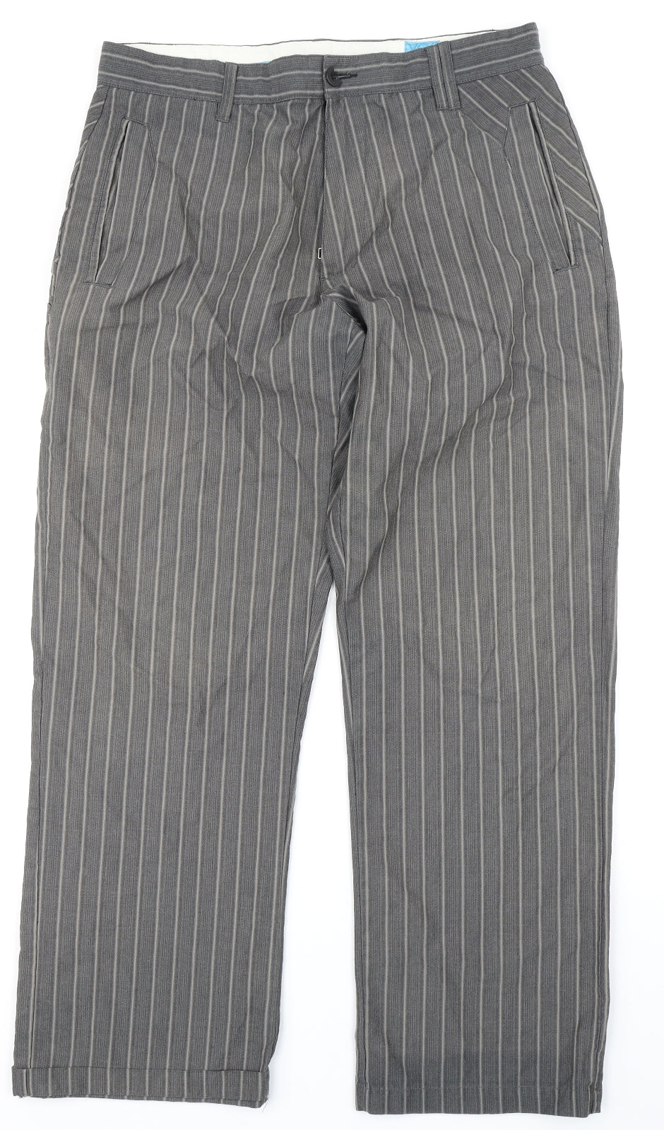 Volcom Mens Grey Striped  Trousers  Size 34 in L28 in
