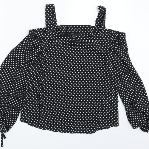 Atmosphere Womens Black Polka Dot  Basic Blouse Size 10