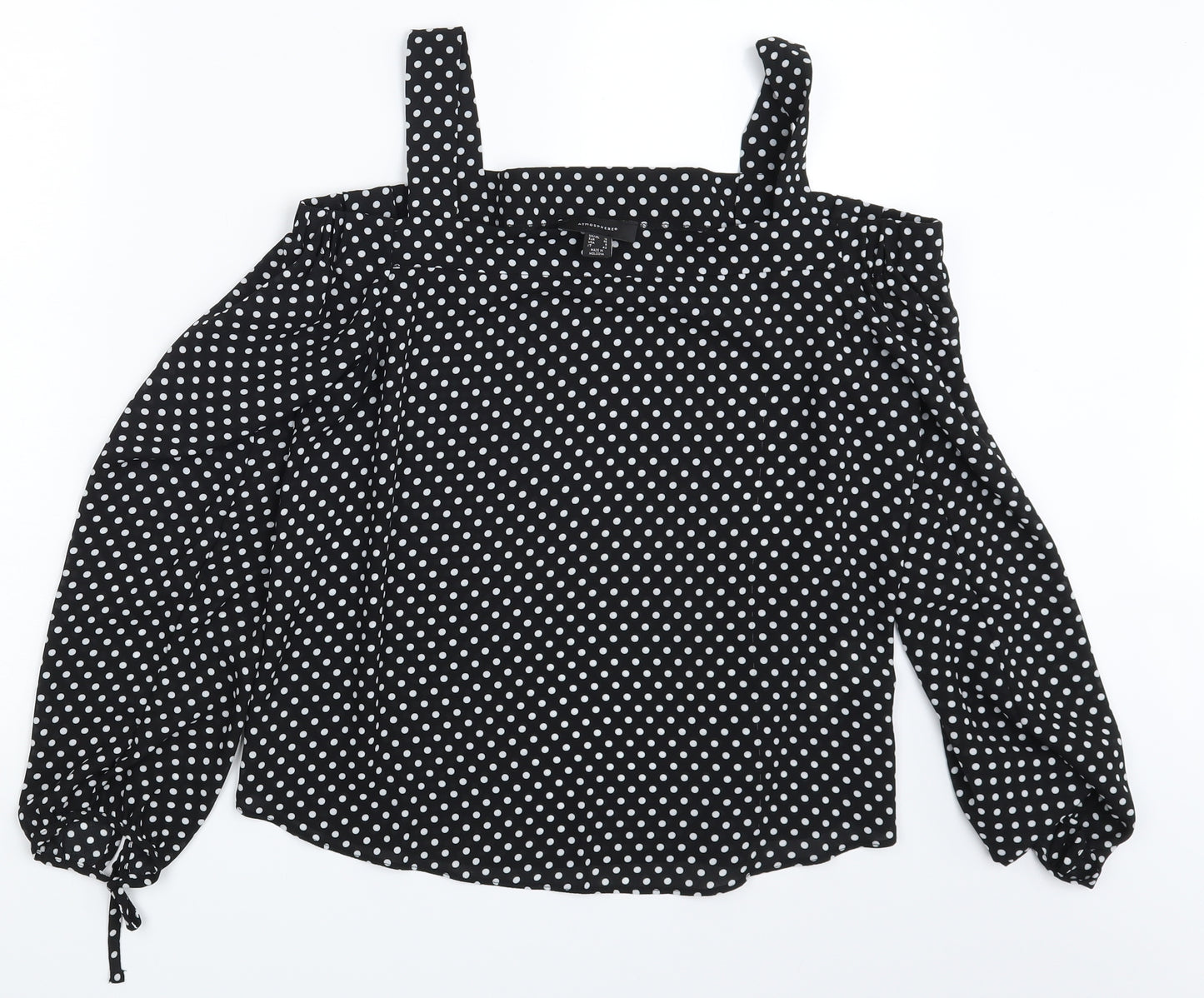 Atmosphere Womens Black Polka Dot  Basic Blouse Size 10
