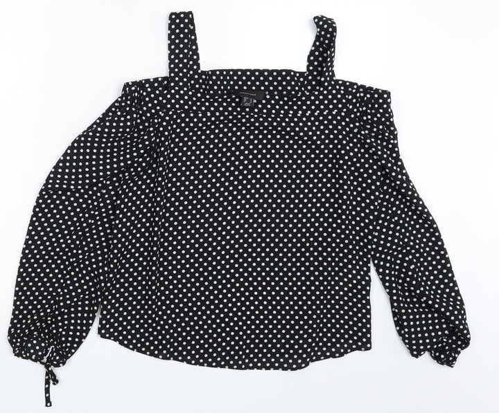 Atmosphere Womens Black Polka Dot  Basic Blouse Size 10