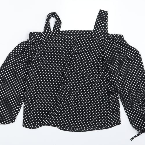 Atmosphere Womens Black Polka Dot  Basic Blouse Size 10