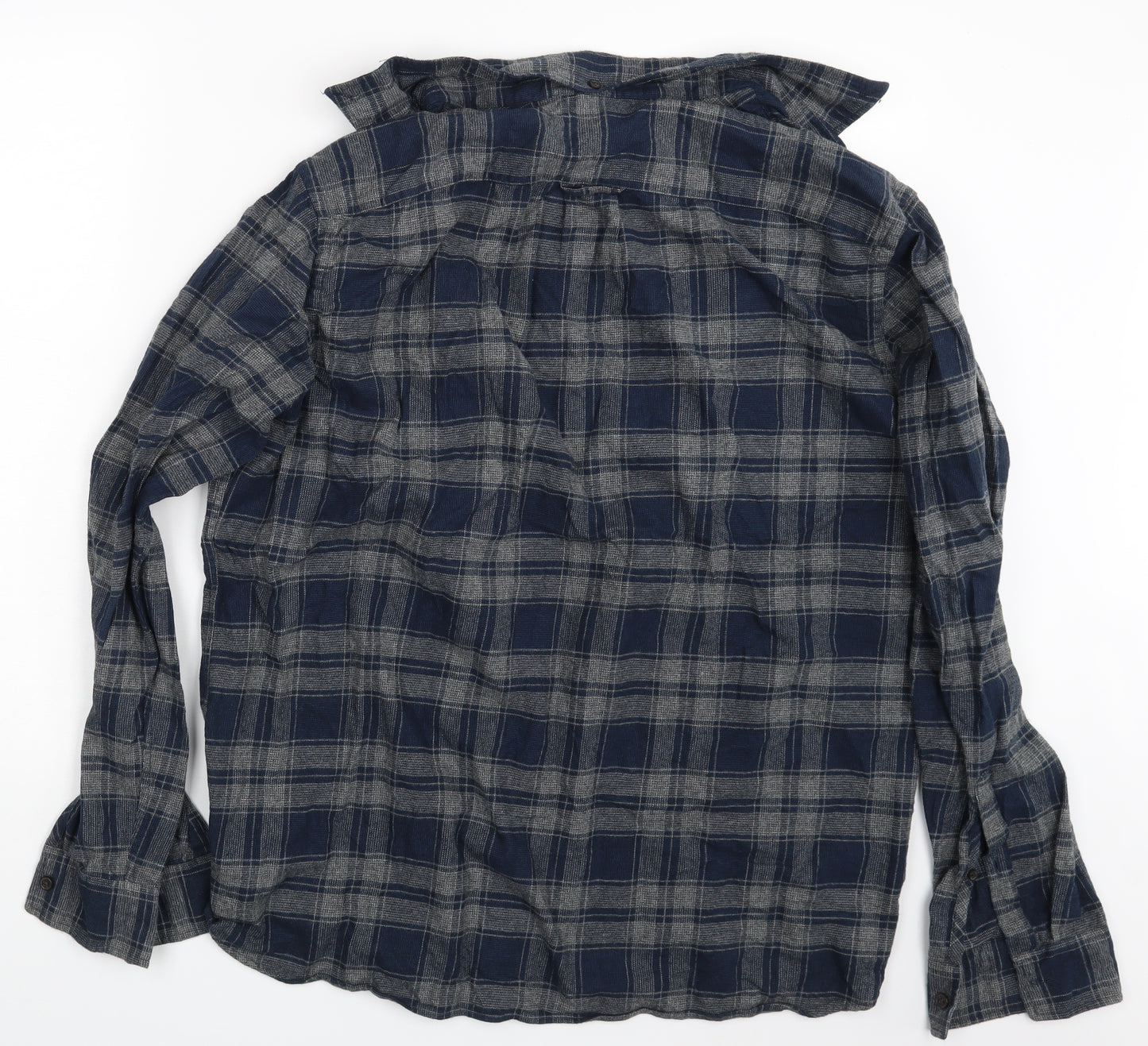 H&M Mens Blue Check   Button-Up Size L
