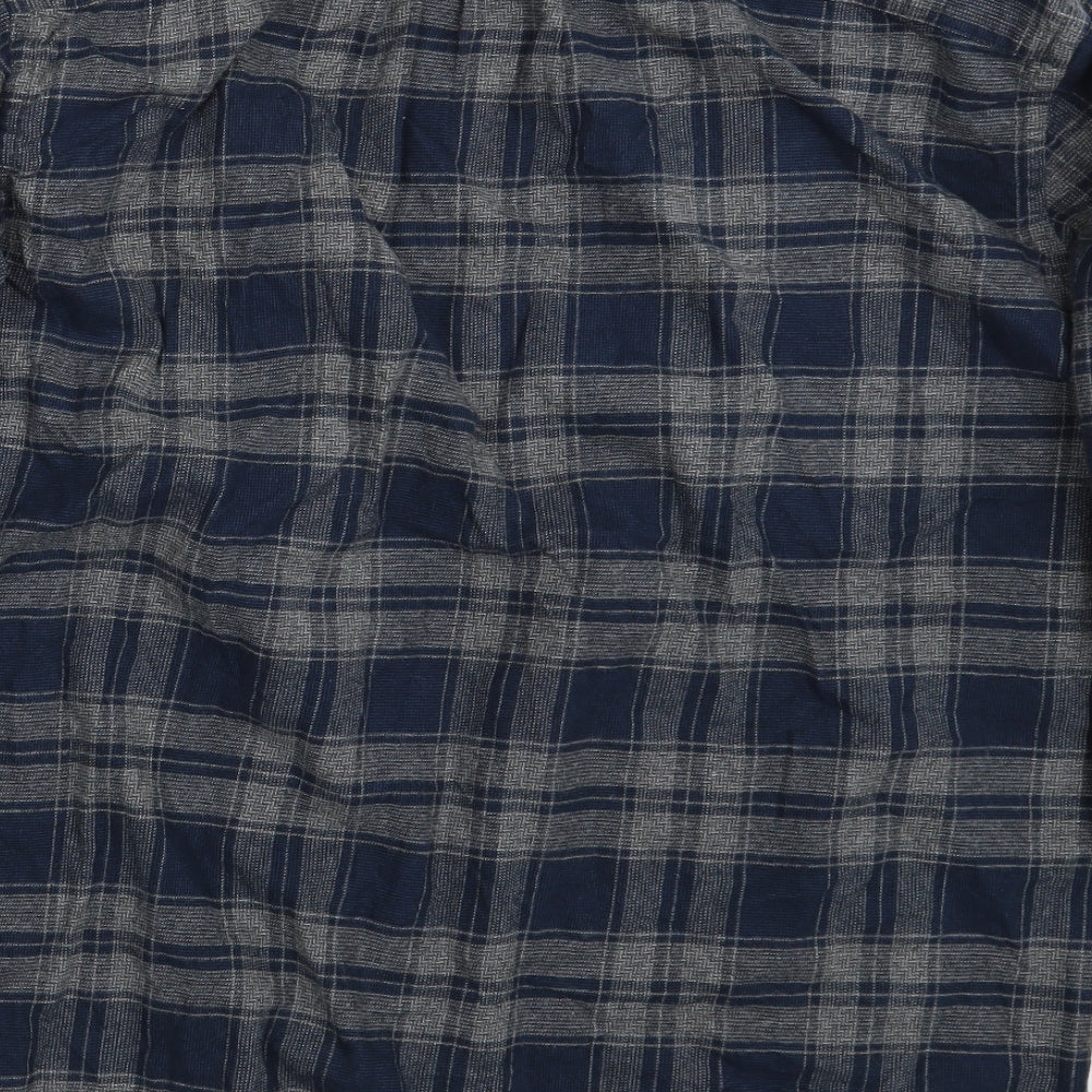 H&M Mens Blue Check   Button-Up Size L