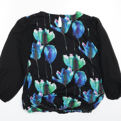 Quiz Womens Black Floral  Basic Blouse Size 10