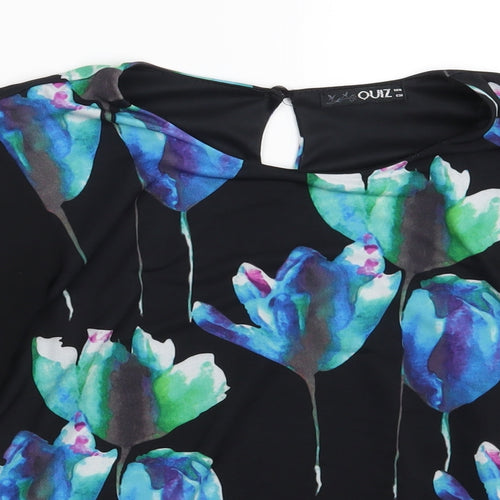 Quiz Womens Black Floral  Basic Blouse Size 10