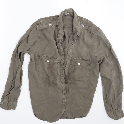 Pimkle Womens Brown   Basic Button-Up Size L