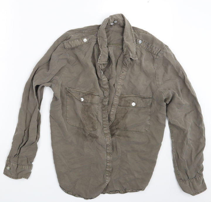 Pimkle Womens Brown   Basic Button-Up Size L