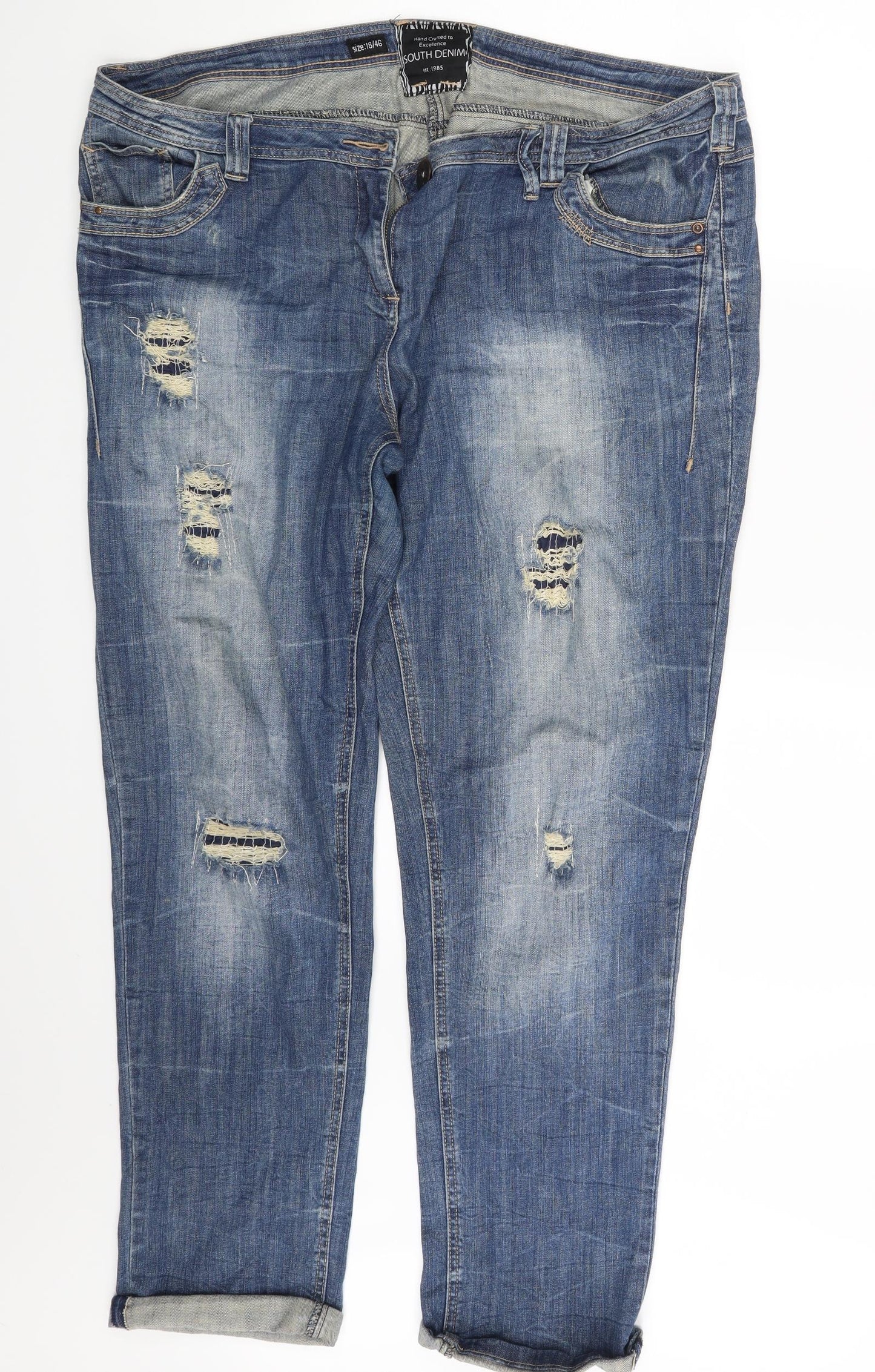 South Denim Womens Blue  Denim Straight Jeans Size 18 L32 in