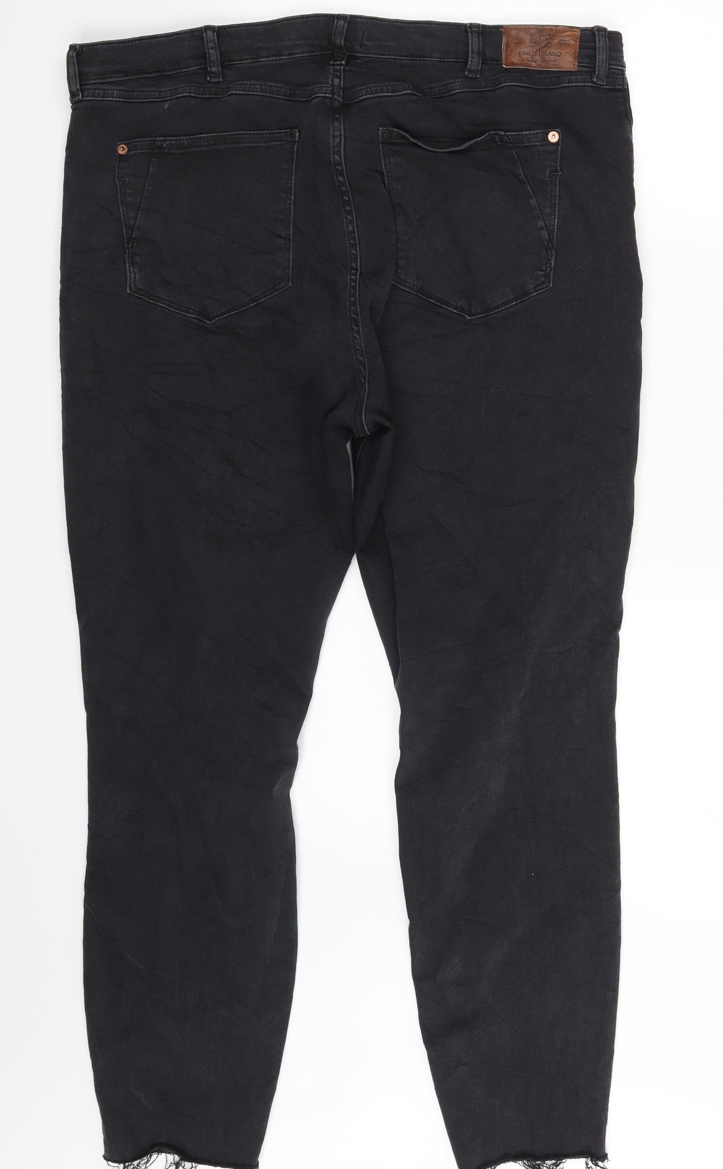 River Island Womens Black  Denim Cropped Jeans Size 20 L27 in
