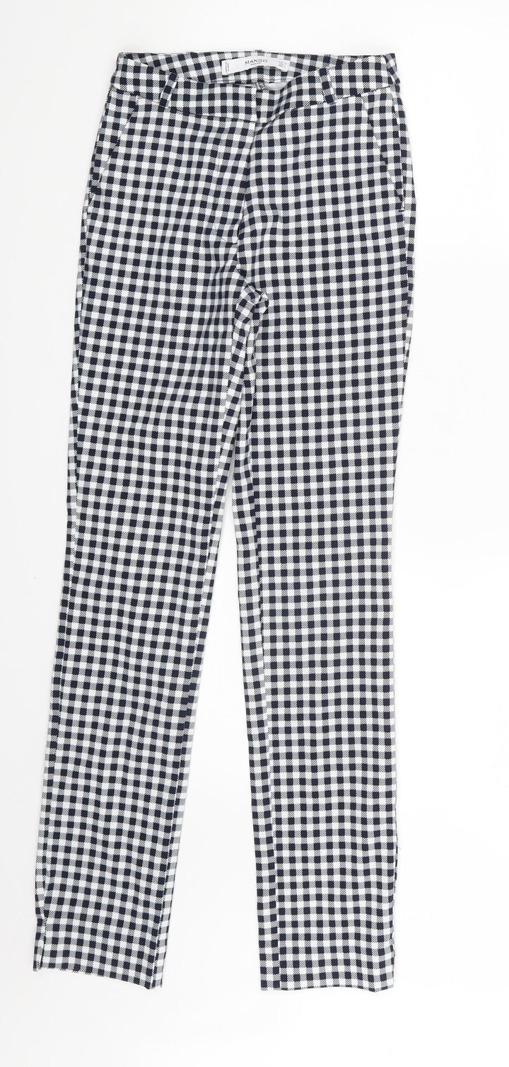 Mango Womens Multicoloured Plaid Trousers Size 4 L28 in