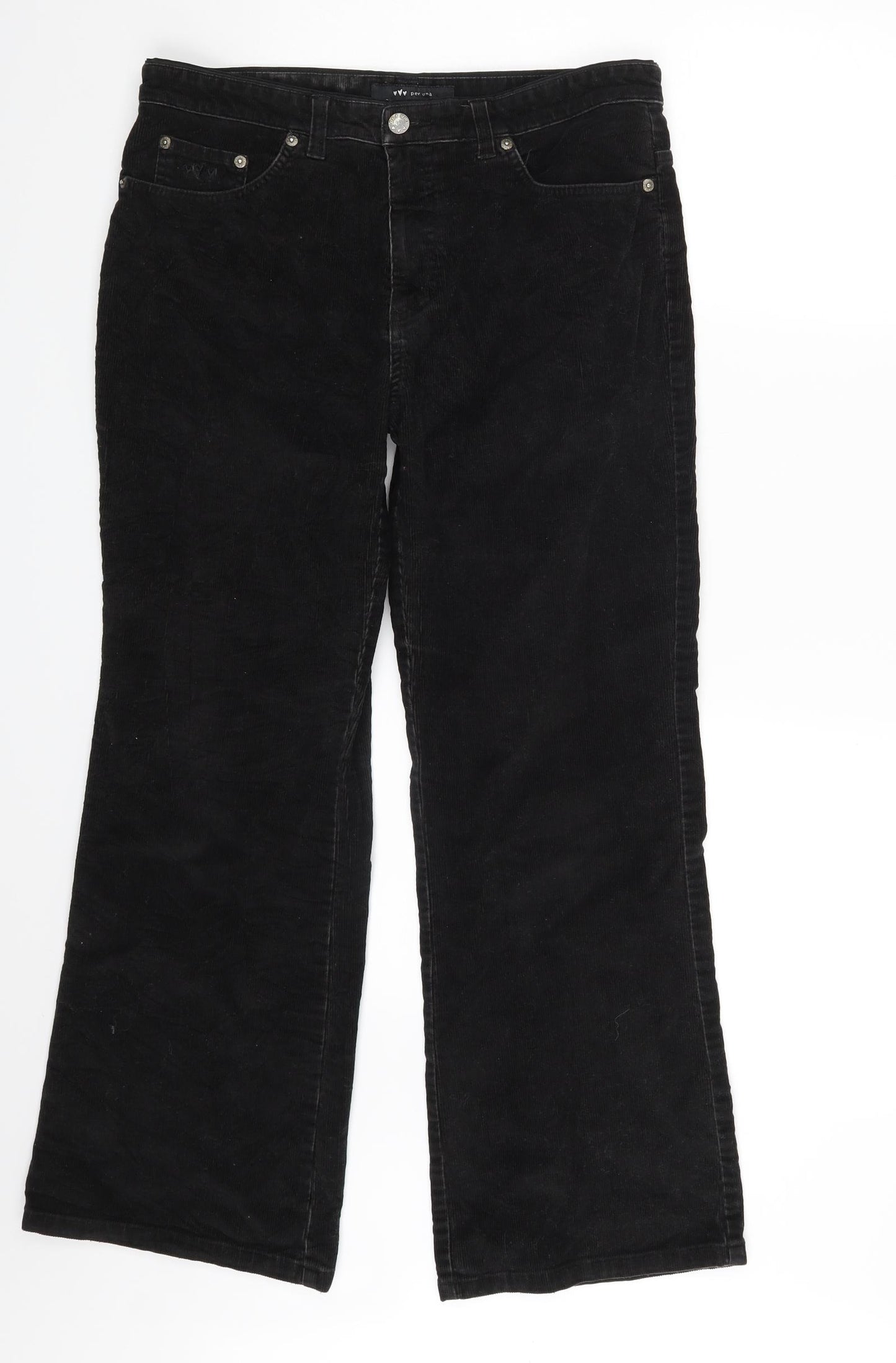 Per Una Womens Black  Corduroy Trousers  Size 14 L27 in