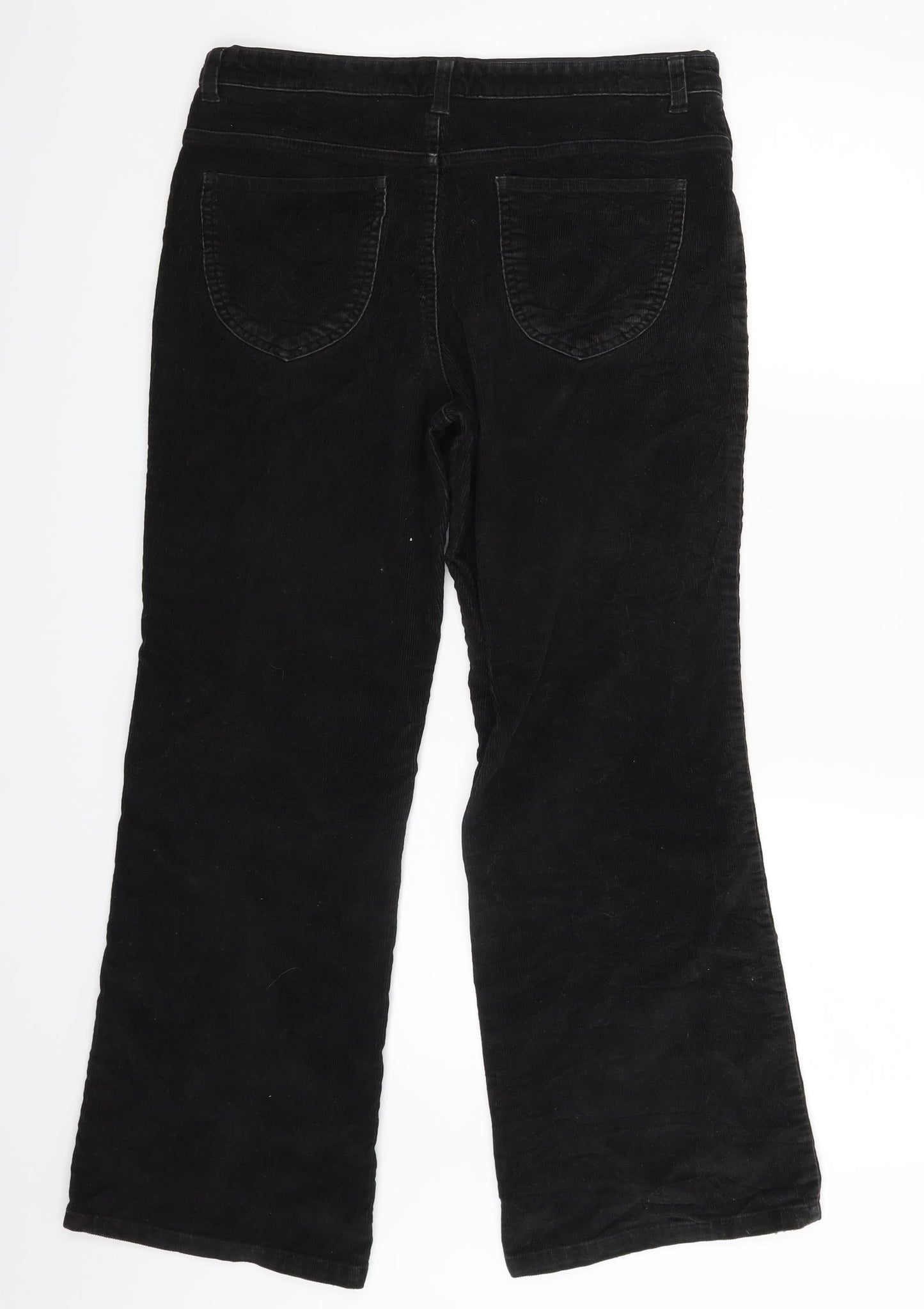 Per Una Womens Black  Corduroy Trousers  Size 14 L27 in