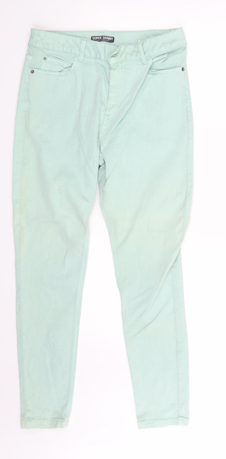 M&S Womens Green Denim Skinny Jeans Size 14 L26 in