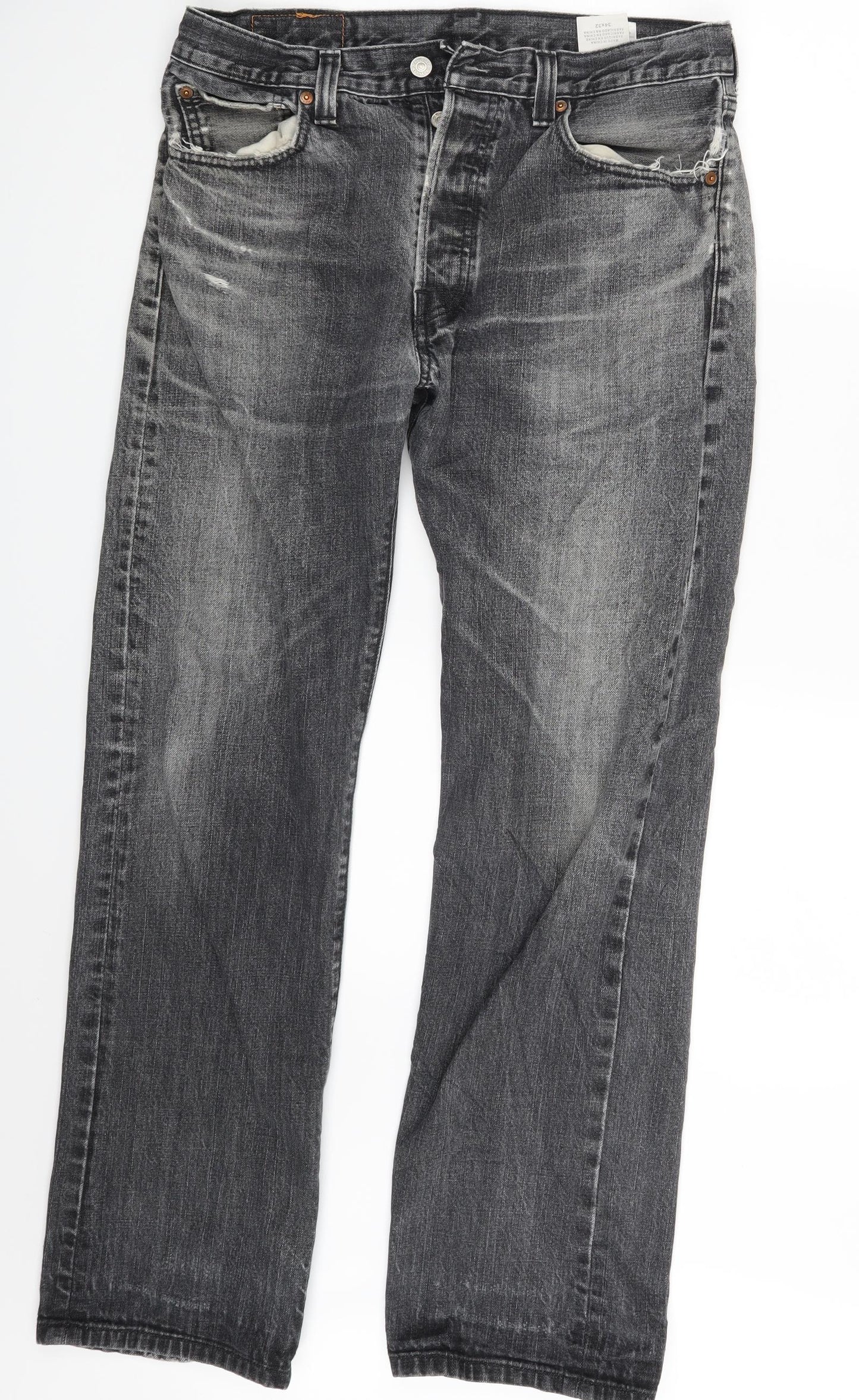 Levi's Mens Grey  Denim Straight Jeans Size 34 in L30 in