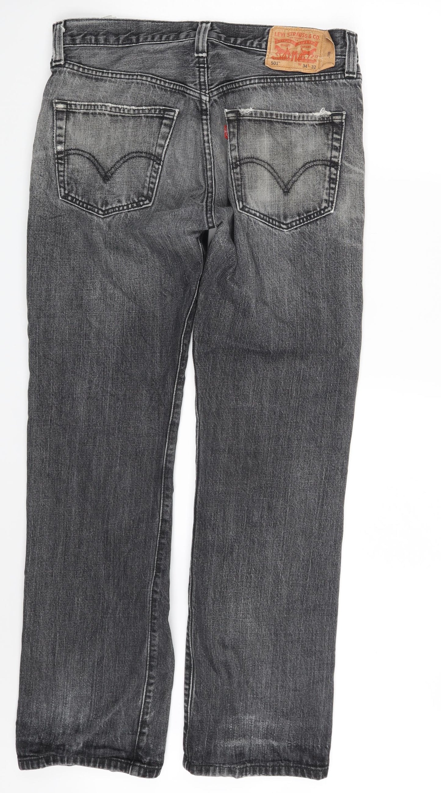 Levi's Mens Grey  Denim Straight Jeans Size 34 in L30 in