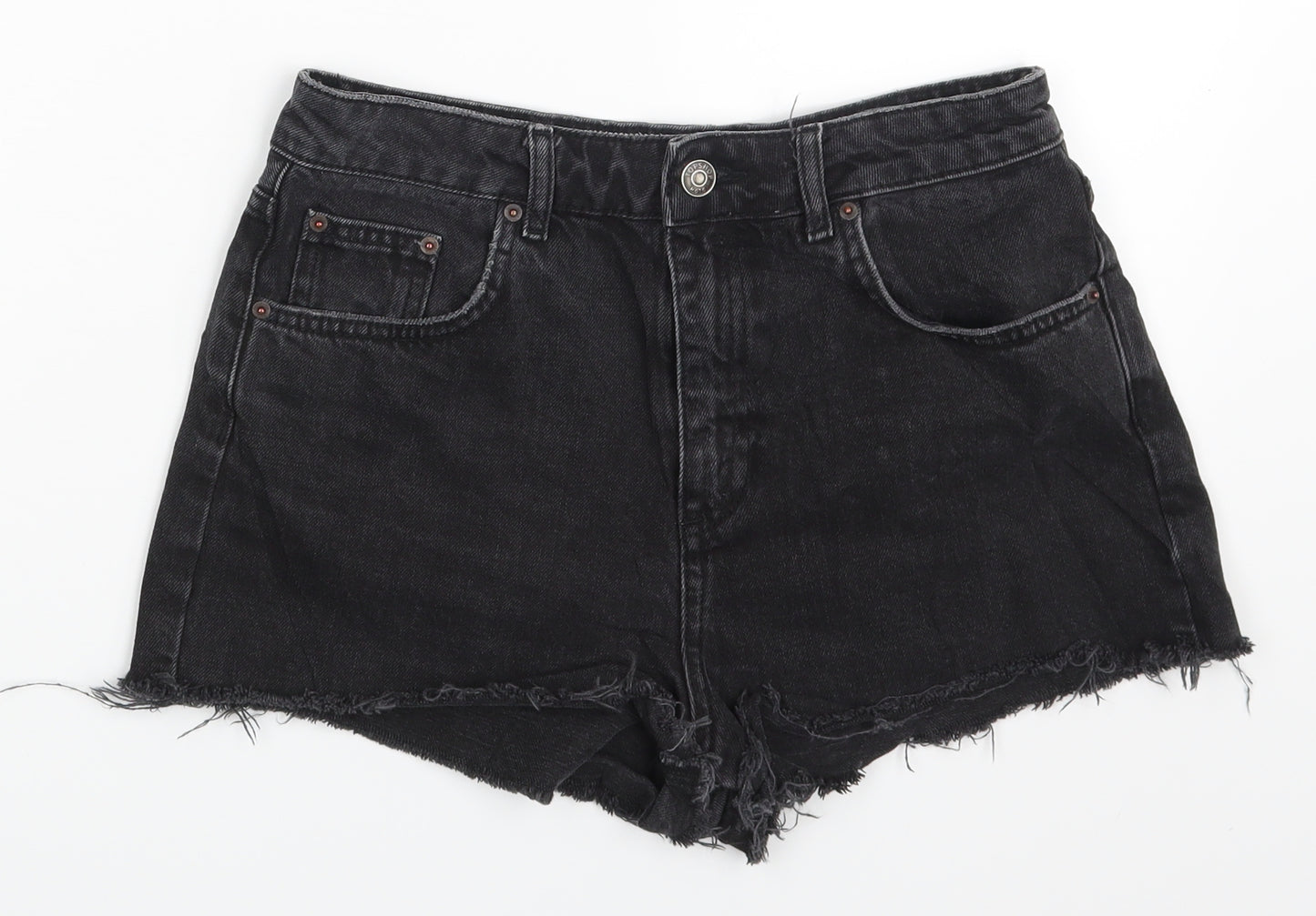 Topshop Womens Grey  Denim Hot Pants Shorts Size 10