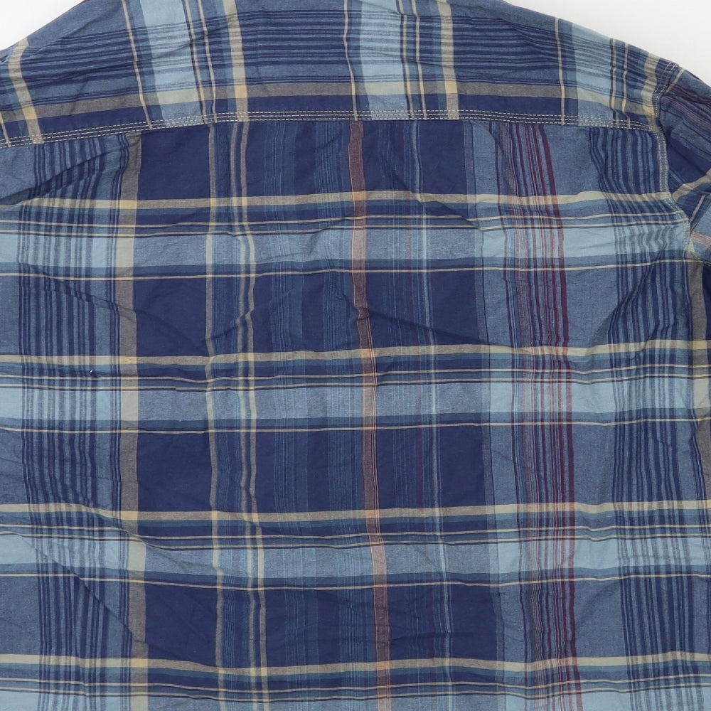 George Mens Blue Check   Button-Up Size L
