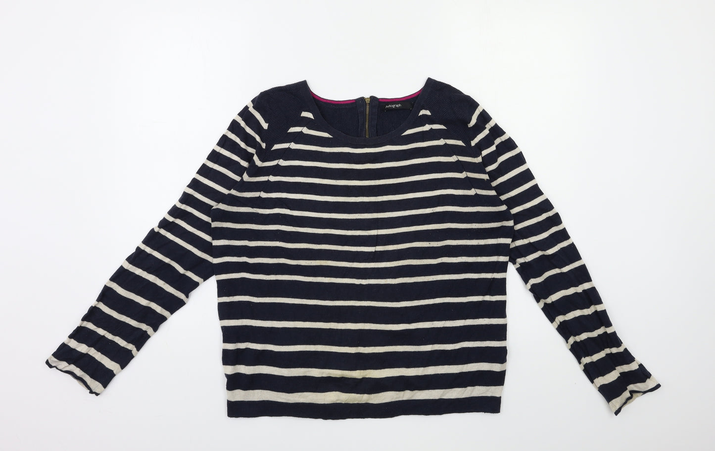 Marks and Spencer Womens Black Striped Knit Pullover Jumper Size 16