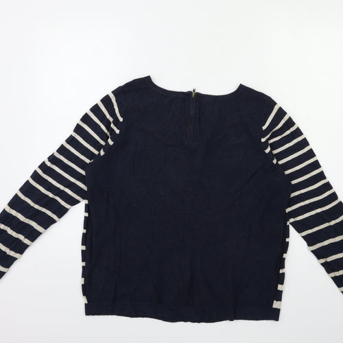 Marks and Spencer Womens Black Striped Knit Pullover Jumper Size 16