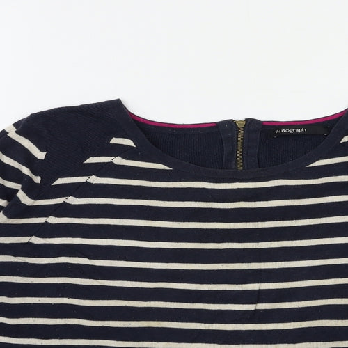 Marks and Spencer Womens Black Striped Knit Pullover Jumper Size 16