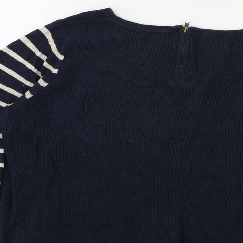 Marks and Spencer Womens Black Striped Knit Pullover Jumper Size 16