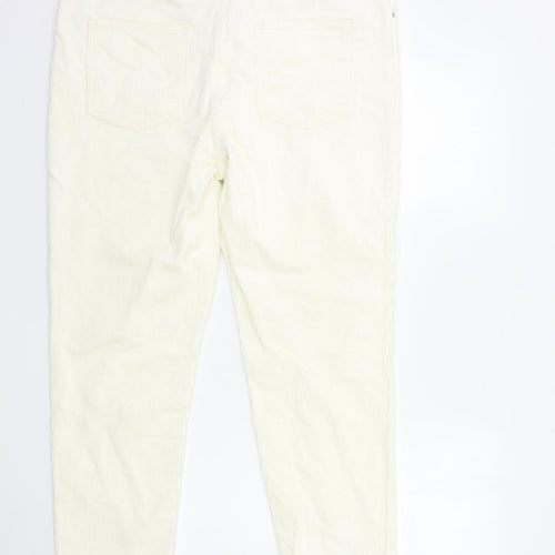 H&M Womens White  Corduroy Trousers  Size 18 L27 in