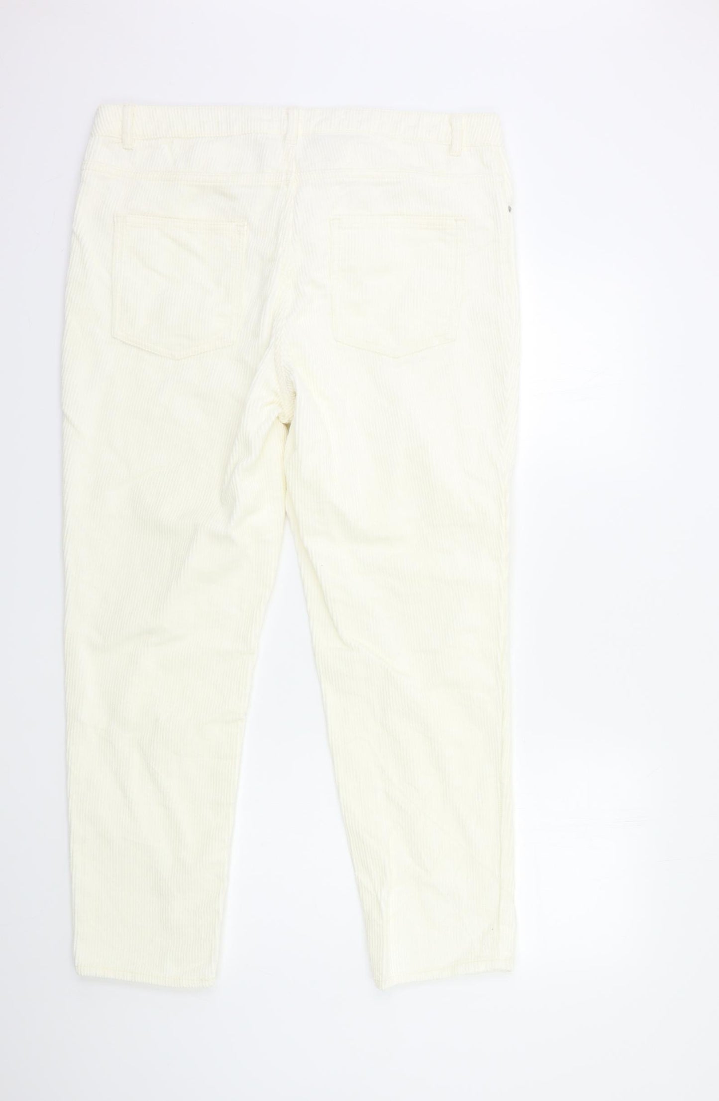H&M Womens White  Corduroy Trousers  Size 18 L27 in
