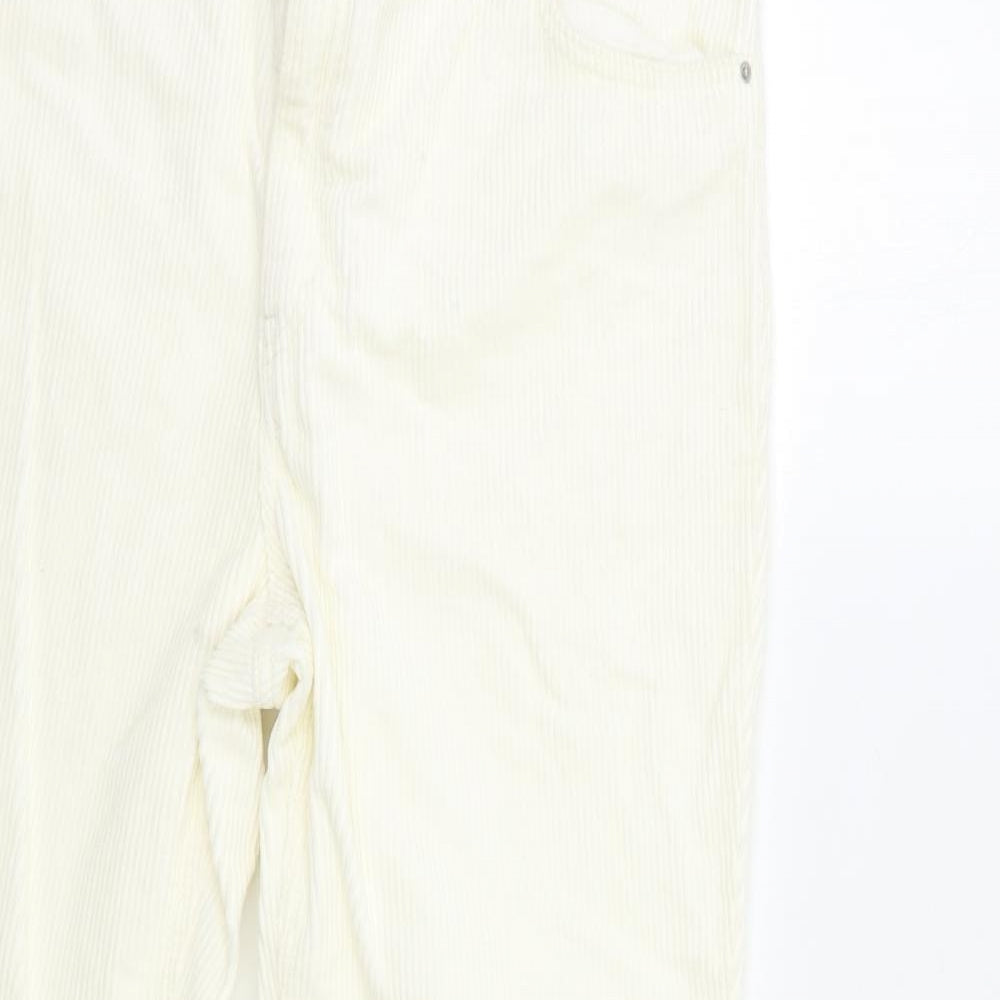 H&M Womens White  Corduroy Trousers  Size 18 L27 in