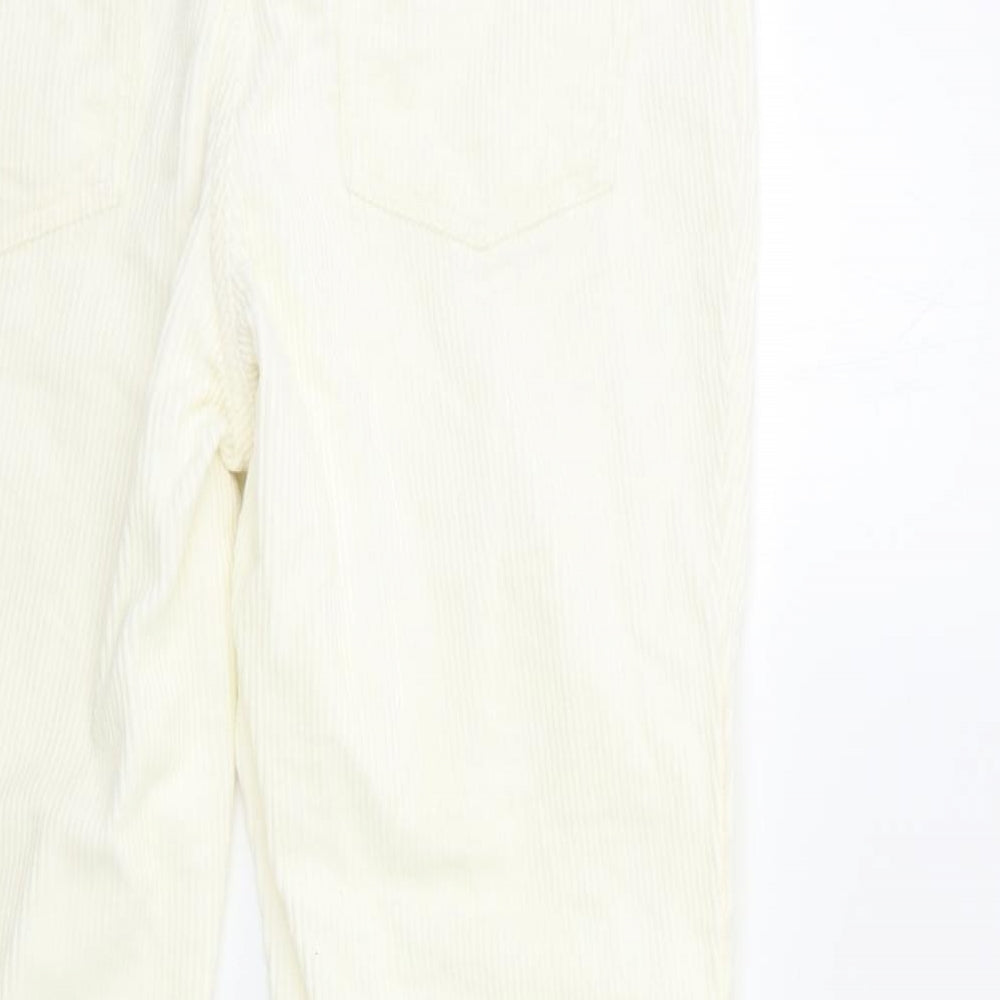 H&M Womens White  Corduroy Trousers  Size 18 L27 in