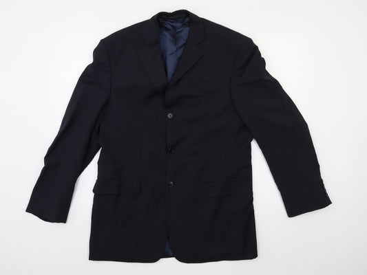 Front view of Marks & Spencer men’s blue jacket suit jacket, size 38