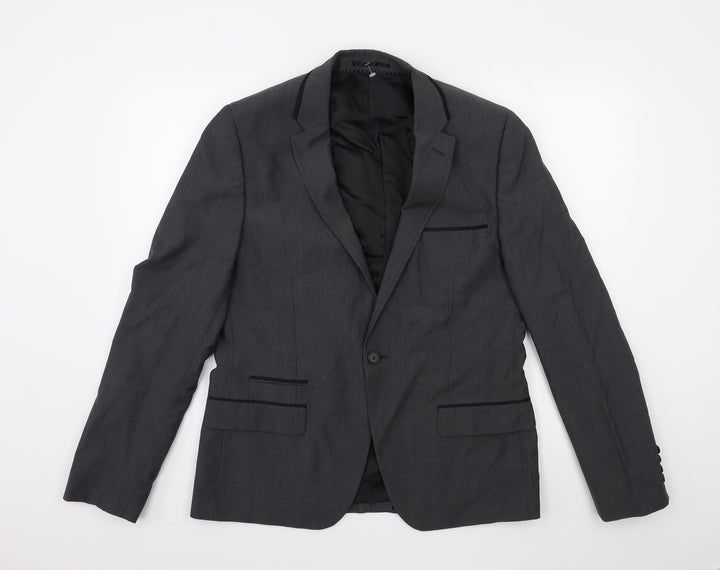 Topman Mens Grey Jacket Suit Jacket Size 42