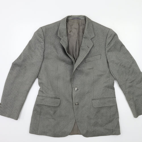 Preworn Mens Grey Striped  Jacket Suit Jacket Size 42