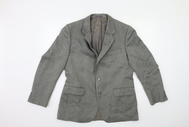 Preworn Mens Grey Striped Jacket Suit Jacket Size 42