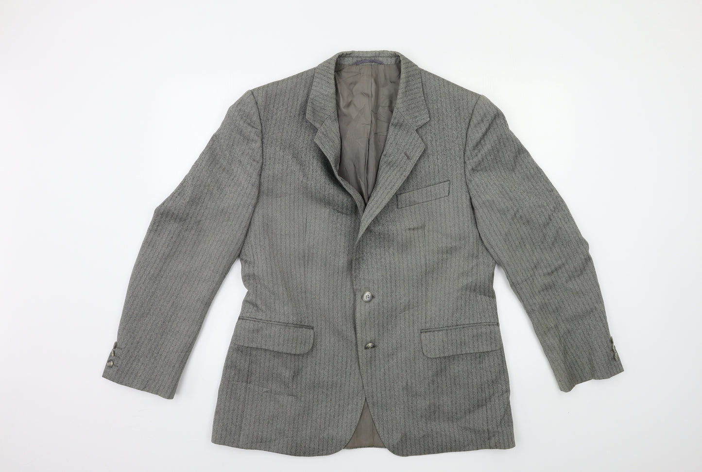 Preworn Mens Grey Striped  Jacket Suit Jacket Size 42